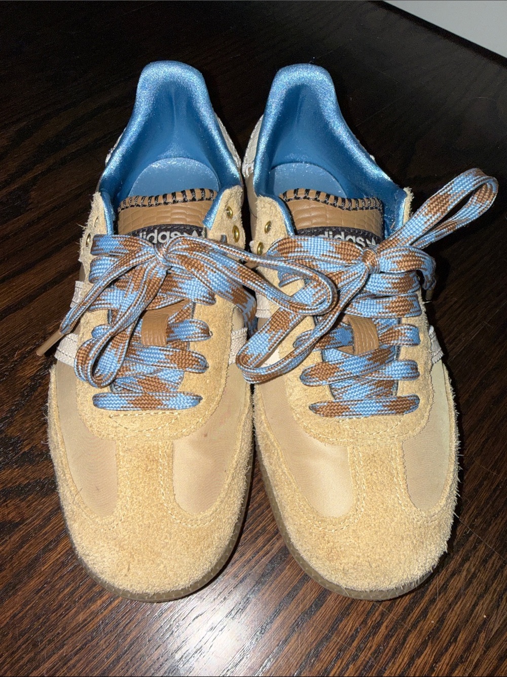 adidas wales bonner Suede Sneakers in Tan and Light Blue